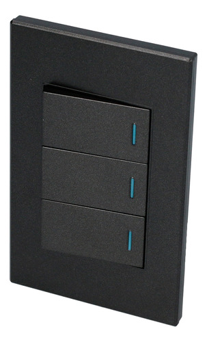 Placa 3 Interruptor 1/3, Línea Premium, Color Negro Surtek Corriente nominal 16 A Voltaje nominal 127V