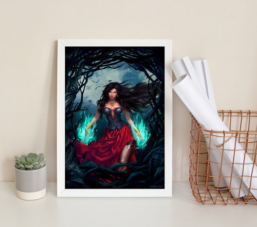 Quadro Pomba Gira Maria Farrapo 33x24cm - Com Vidro