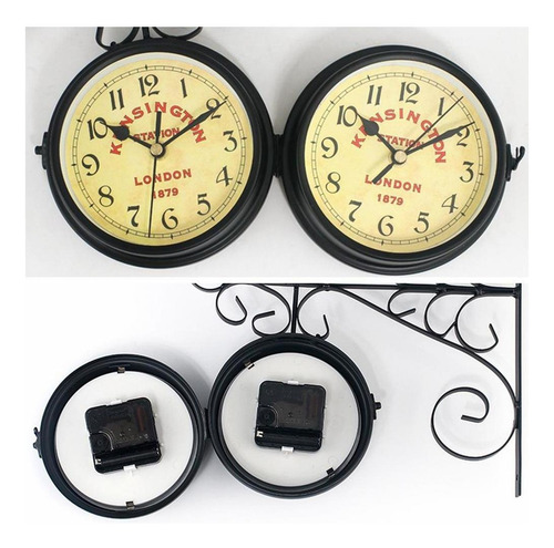 Diseño De Arte Vintage Reloj De Pared De Doble Cara Metal