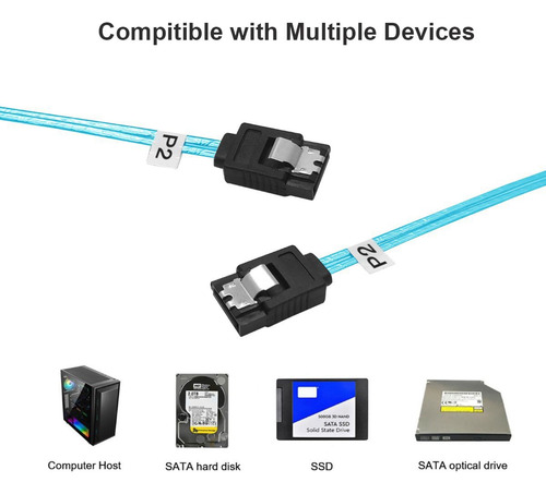 Adcaudx Sata-iii Cable:12 Pulgadas,3 Pack Sata 6gbps Cabl...