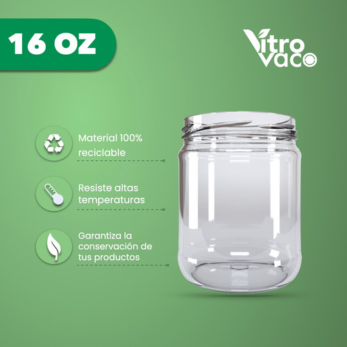 Tarro Frasco Vidrio 16 Oz 450 Ml 1 Pz Conservas Dulcero
