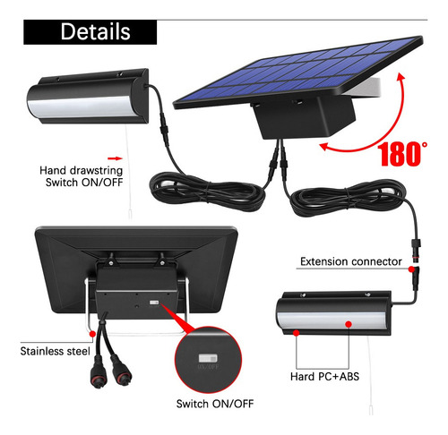 Luz Solar De Doble Cabezal Con Interruptor Y Línea De 3 M