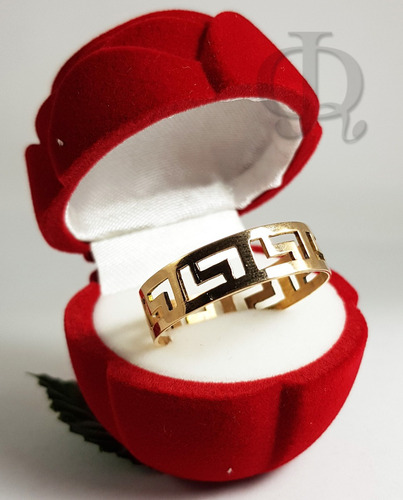 Imagen 2 de 5 de Anillo Oro 18k Guarda Griega Calada 7mm Certificado Jr