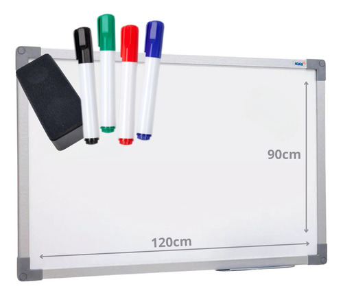 Lousa Quadro Branco Grande 120x90cm Para Escritorio Sala De Aula Com 4 Canetas Mais Apagador