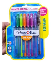 Comprar Boligrafo Paper Mate Kilometrico 100 Con Inkjoy X 8 Colores Tinta Exterior