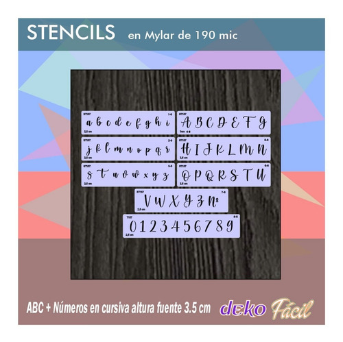 Stencil Decorativo Abc+números 3,5cm Altura De La Fuente