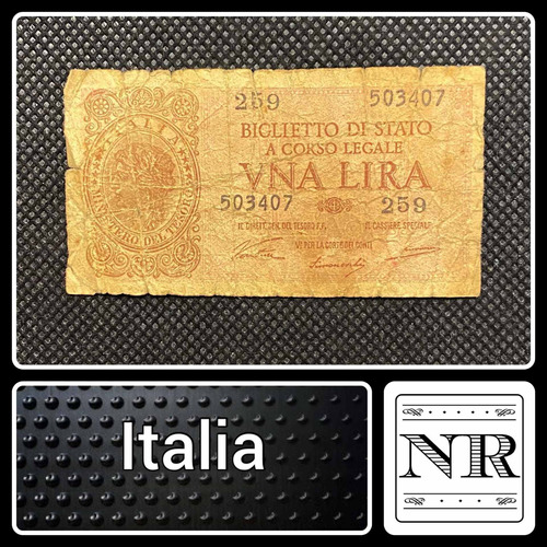 Italia - 1 Lira - Año 1944 - P #29 - Período Guerra