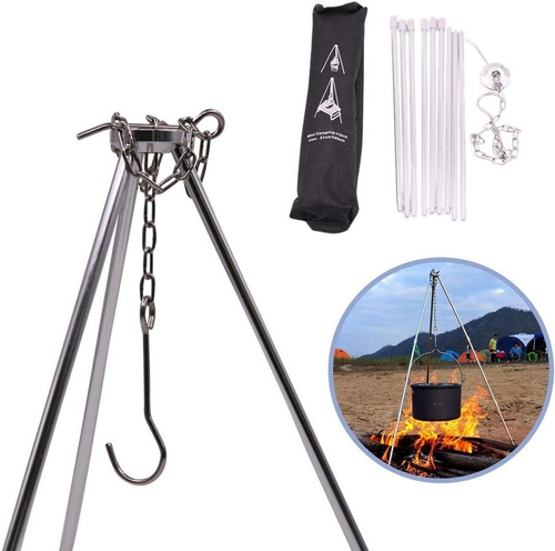 Trípode Camping Soporte De Olla Alto 70-110 Cm Hasta 10 Kg