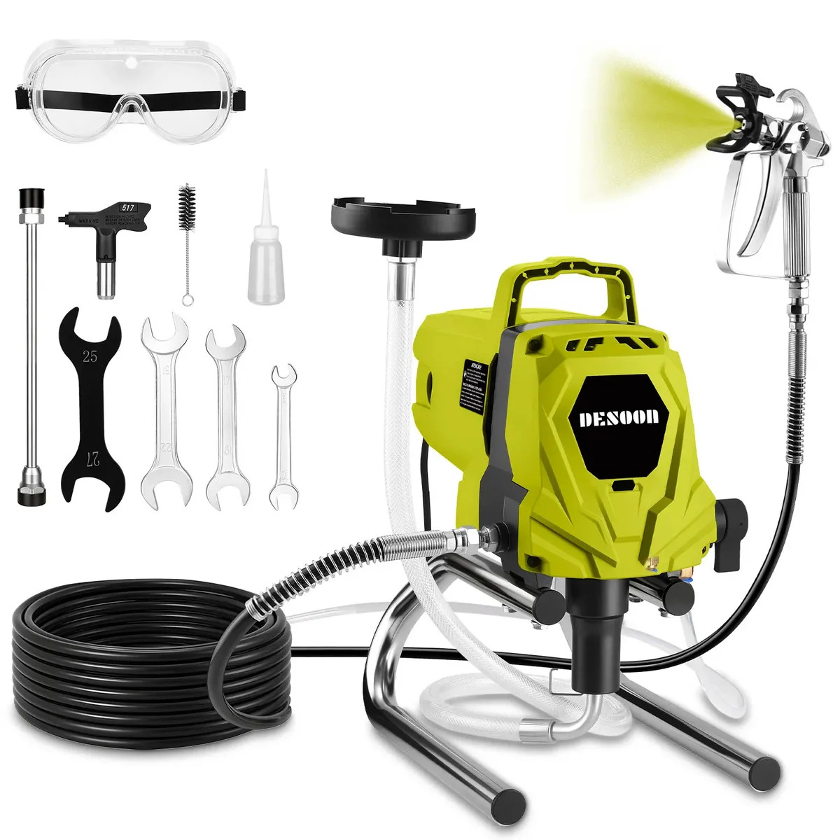 Máquina de Pintar Airless 1400W Profissional Pulverizador 3000PSI 1.5L/Min Com Pistola Mangueira E Acessorios Desoon
