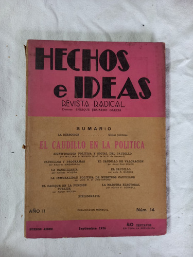 Hechos E Ideas 1936 El Caudillo En La Política Di Cristóforo