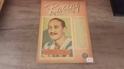 Revista Racing N° 157 Año 1946 Racing Platense Danza