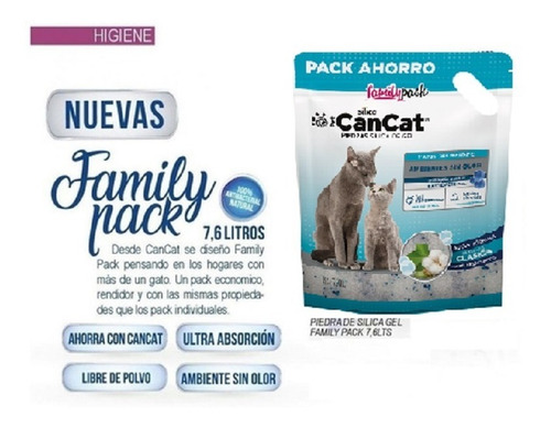 Imagen 3 de 6 de Piedra Sanitaria De Sílica Family Pack 7,6 Lts. Cancat Pet
