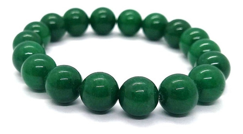Pulseira C/ Esferas De 10 Mm De Pedra Jade Verde Raio Verde 
