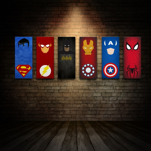 4 Cuadros En Canvas Superheores Marvel Y Dc