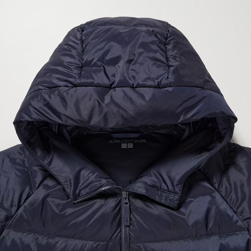 Campera Uniqlo Navy Ultra Light Down Hombre Con Capucha Ed.