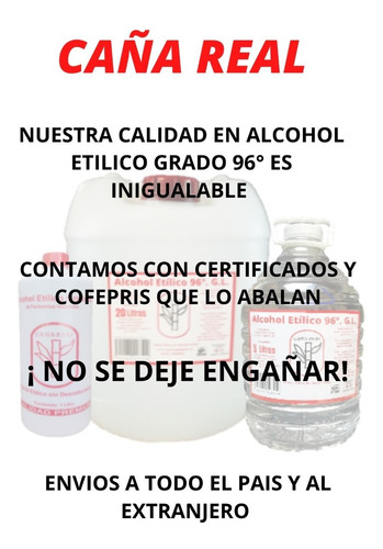 Imagen 4 de 12 de Alcohol 20 Litros, Etílico 96° Puro De Caña Potable