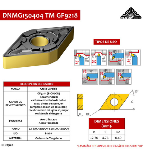 Dnmg150404-tm Gf9218 Caja De 10 Insertos De  Carburo