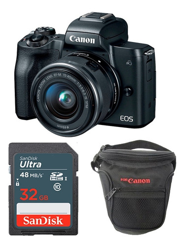 Cámara Canon Eos M50 24 Mpx Kit 15-45mm  + 32gb + Estuche.