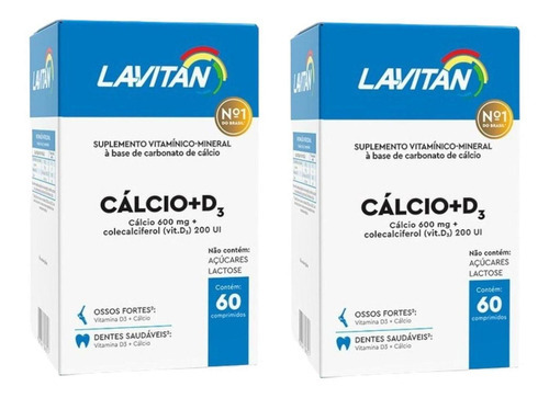 Kit 2 Caixas Lavitan Cálcio + D3 60 Comprimidos