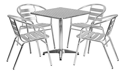 Flash Furniture - Mesa Cuadrada De Aluminio Para Interiores