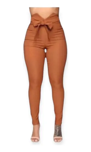 Pantalon cintura store alta con lazo