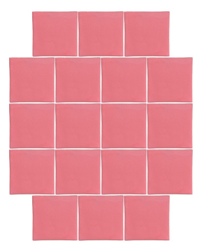 Azulejo 10.5cm Artesanal Talavera Liso 90pz Colores Rosa Normal