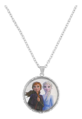 Collar Elsa Y Ana Juntas Frozen Disney Oficial Plateado 