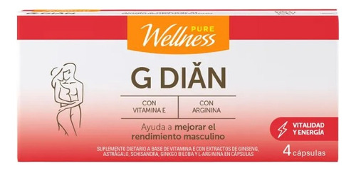 G-dian Energía Masculina Pure Wellness 4 Cápsulas Sabor Neutro