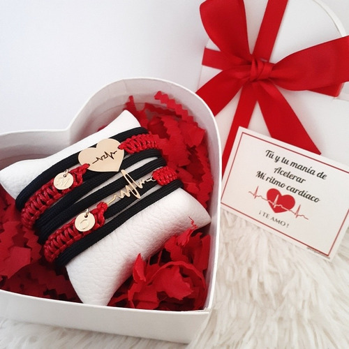 Imagen 1 de 3 de Pulseras De Pareja. Novios, Esposos. Corazón Y Ritmo Cardía
