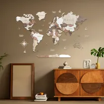 Comprar Planisferio 3d Con Nombres Paises Madera - (145cm X 75cm)
