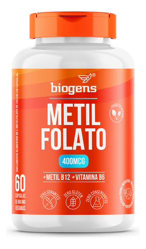 Metilfolato, 60 cps L, folato de metilo, ácido fólico activo, biógenos, sabor neutro