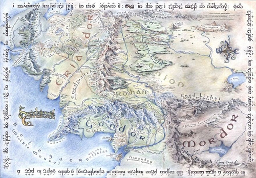 Imagem 1 de 1 de Mapa 63x90cm Terra Media Senhor Dos Aneis Para Decorar Casa