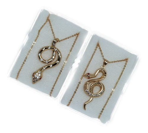 Imagen 2 de 3 de Collar De Serpiente 1 Pz Zirconias Oro Laminado A Elegir 1