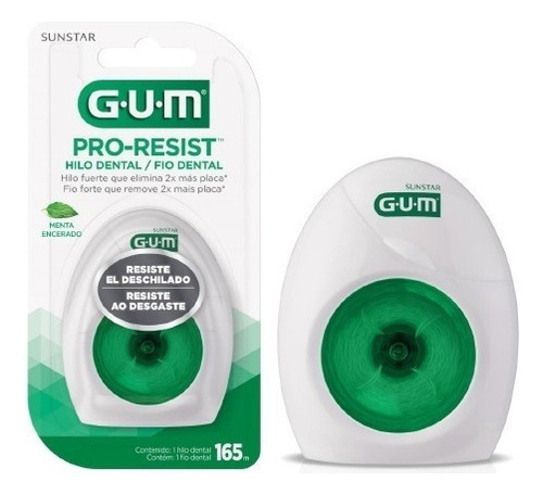 Hilo dental de menta encerado GUM pro resist 165 mm