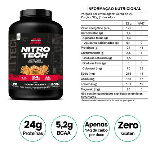 Nitro Tech Whey Regular Doce De Leite 900g | Muscletech