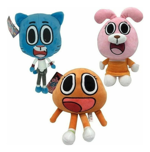 // S Novo 3 Bonecos De Pelúcia Gumball Wonderful World 25 Cm