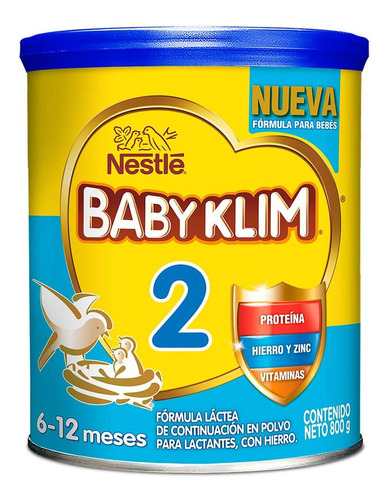 Leche de fórmula en polvo Nestlé Baby Klim 2 en lata de 1 de 800g - 6  a 12 meses