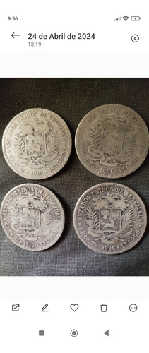 Moneda 5 Bs Fuerte 1886 1910 1919 1926