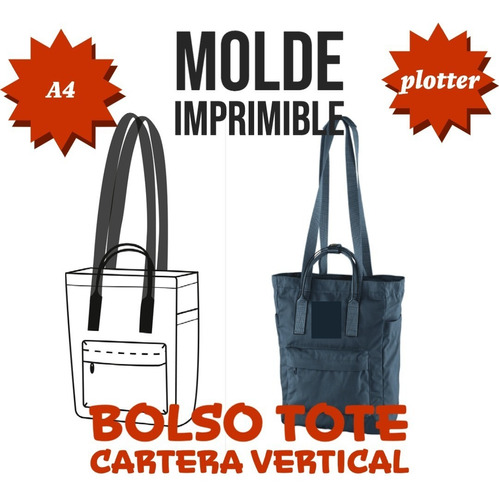 Molderia Patrón Cartera Tote Vertical  Pdf A4 Plotter