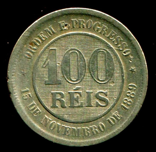 Moeda Antiga Brasil República 100 Réis 1889 Níquel - L.1381c