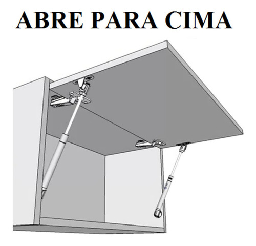 Kit 2 Pistão Porta Armário Abre P/ Cima Gás Amortecedor 100n Cor Branco