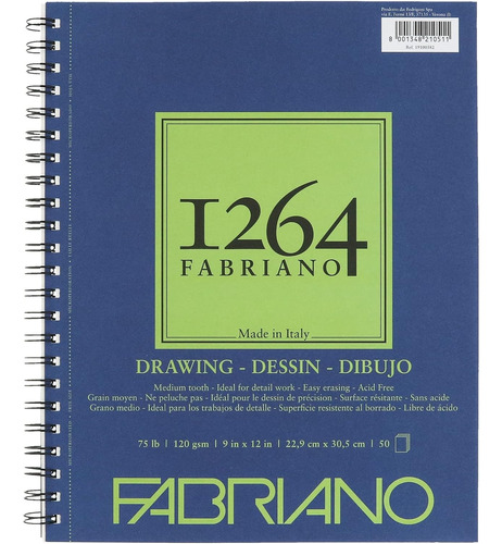 Fabriano 1264 Drawing Dibujo 22.9x30.5 Cms 120 Gsm 50 Hojas