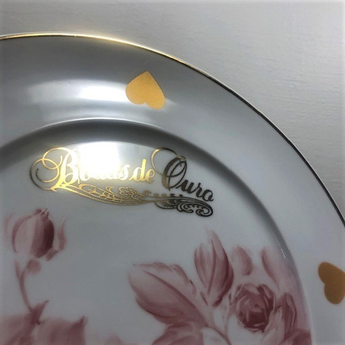 Imagem 4 de 4 de Prato Decorativo Pintado A Mão Bodas De Ouro O523