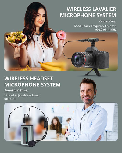 Sistema De Micrófono Inalámbrico Auriculares Mic/micrófono D