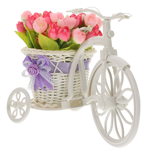 Estante De Flores Para Bicicleta Con Pequeñas Plantas Artifi