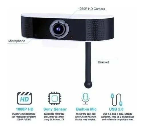 Webcam Camara Web Para Pc Kanji Usb Hd 1080p Mic Plugy Play 6.998