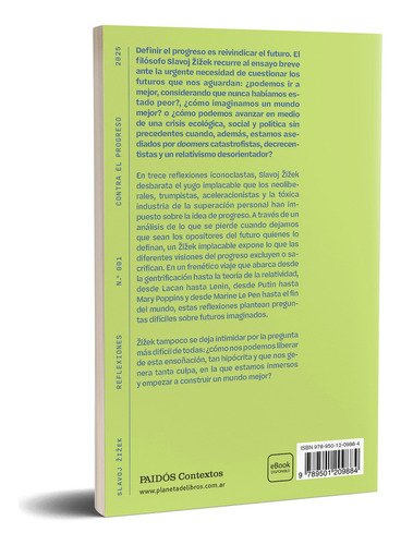 Contra El Progreso, De Slavoj Zizek., Vol. 1. Editorial Ediciones Paidós, Tapa Blanda, Edición Primera En Español, 2025