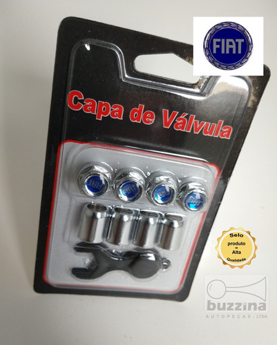 Capa Pino Bico Roda Valvula Cromada Fiat Azul Uno Palio Mobi