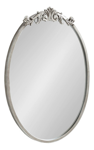 Espejo De Pared Ovalado Adornado 18 X 24 Plata Antigua