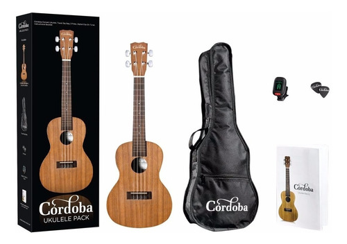 Cordoba Up100 Ukelele Concierto Pack Funda Afinador Libro